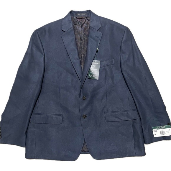 Lauren Ralph Lauren Classic Fit Blue Faux-Suede Sport Coat Blazer Jacket 46L